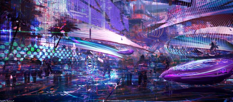 město, cyberpunk, digitální umění, futuristický, 1920x847 px, umělecká díla město, cyberpunk, digitální umění, futuristický, 1920x847 px, umělecká díla