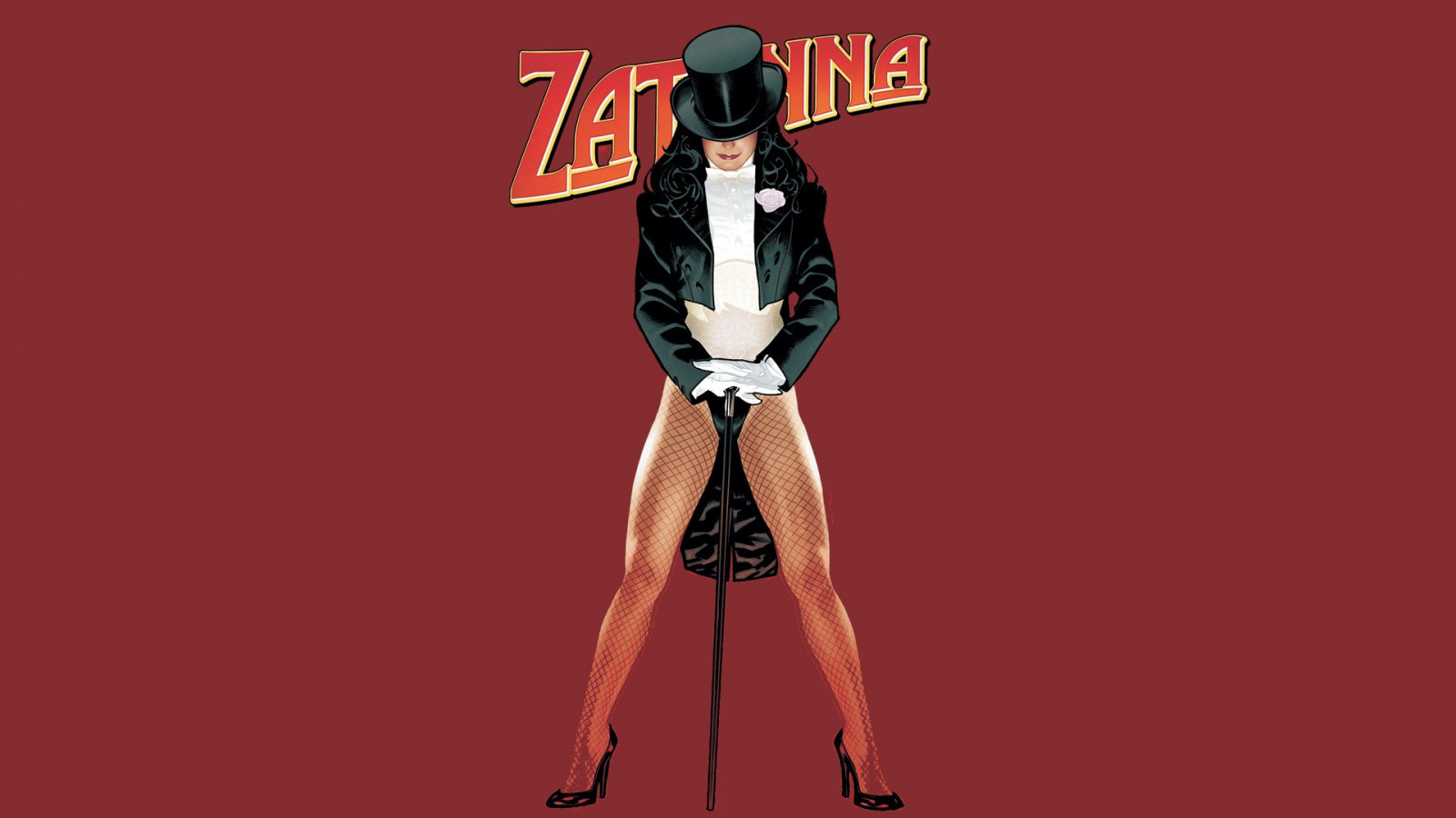ilustrace, červeném pozadí, kreslená pohádka, Adam Hughes, Zatanna, sval