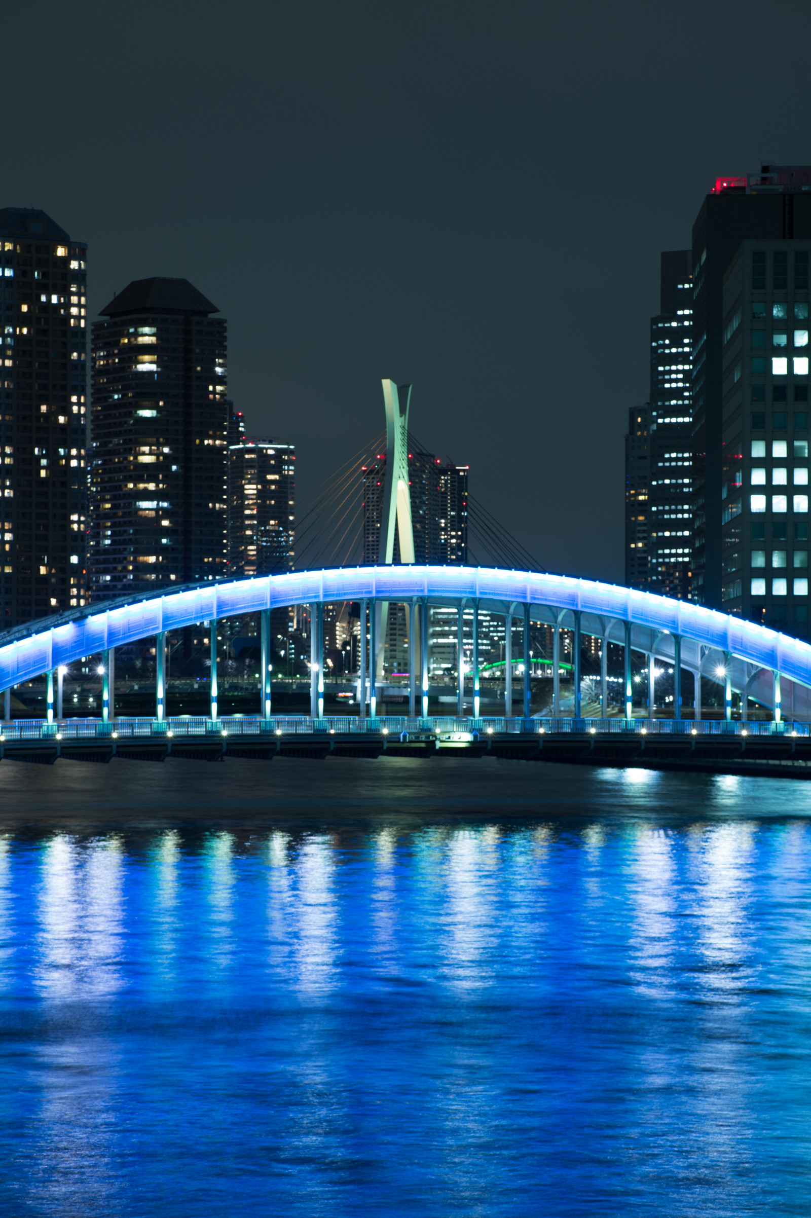 Japonsko, město, panoráma města, noc, architektura, odraz, panoráma, mrakodrap, večer, věž, most, horizont, Nikon, soumrak, metropole, Tokio, jp, Skytree, centrum, NIKKOR, osvětlené, osvětlení, iki, mezník, Tokyo Sky Tree, afs105mmf14eed, afsnikkor105mmf14eed, df, eitaibridge, sumidagawaohashi, lidské osídlení