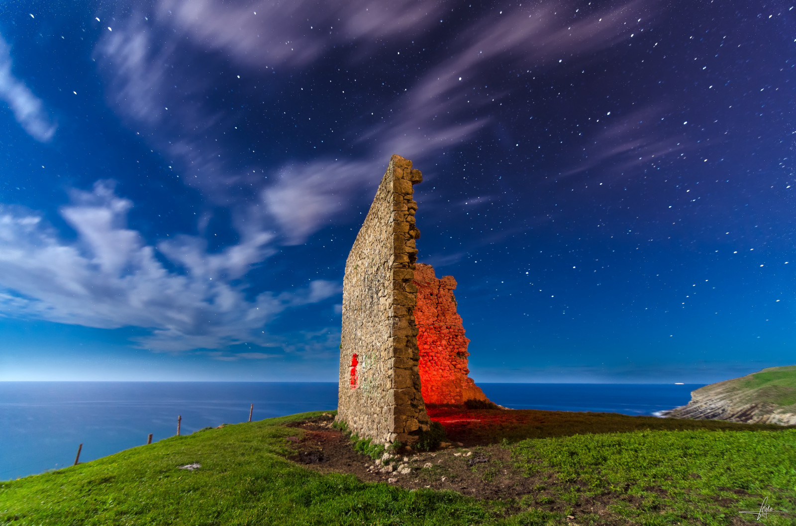 moře, noc, odraz, nebe, hvězdy, Dům, věž, horizont, mrak, estrellas, noche, nocturna, mezník, počítač tapeta, ekosystém, kyke, codigosur