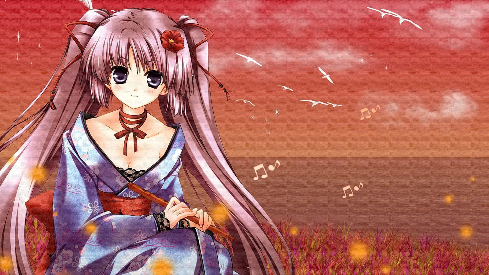 Masaüstü Illüstrasyon, uzun saç, Anime girls, Izleyiciye bakmak