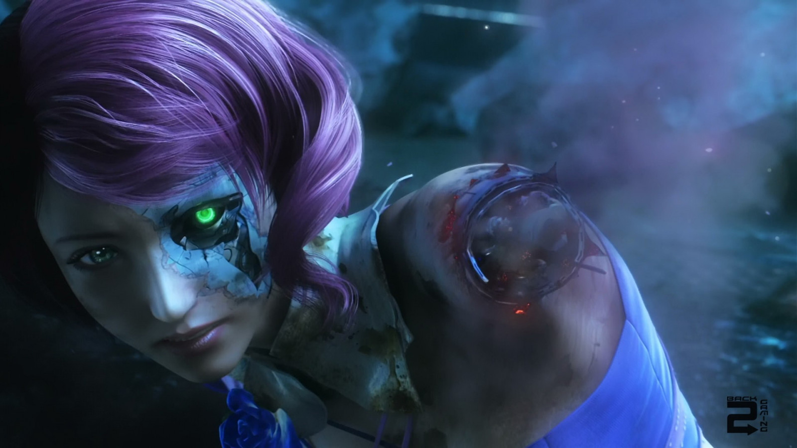 anime, modrý, androidi, Tekken, Tekken Blood Vengeance, Alisa Boskonovitch, tma, Snímek obrazovky, počítač tapeta, fiktivní postava, zvláštní efekty