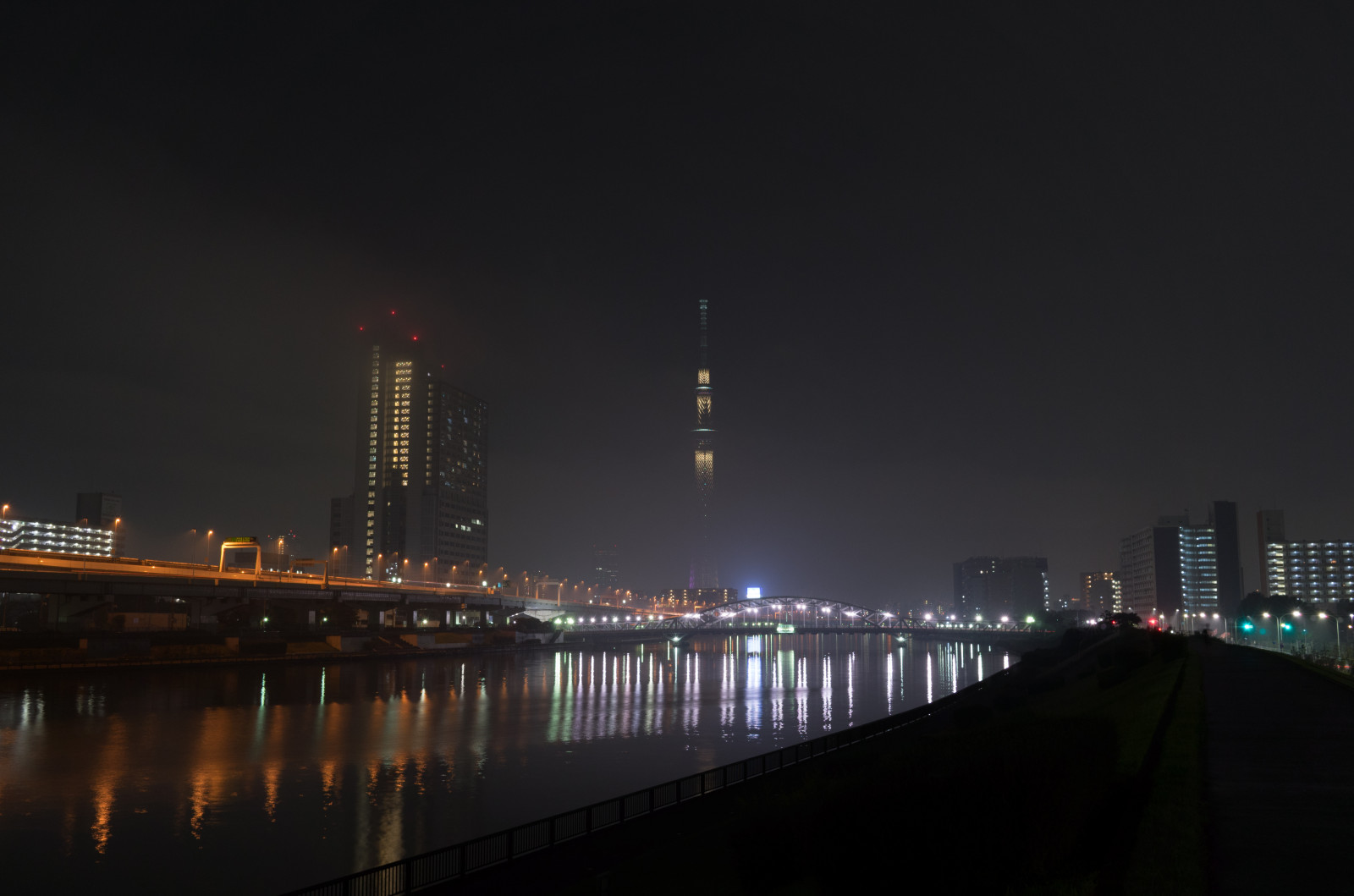 Japan, city, cityscape, night, architecture, reflection, skyline, skyscraper, evening, tower, bridge, horizon, dusk, Leica, metropolis, Tokyo, Jp, Skytree, light, cloud, downtown, cloudy, dawn, illuminated, illumination, CC, darkness, t, landmark, tokyoskytree, miyabi, leicat, summicron, creativecommons, summicron235, 235, atmospheric phenomenon, atmosphere of earth, metropolitan area, human settlement
