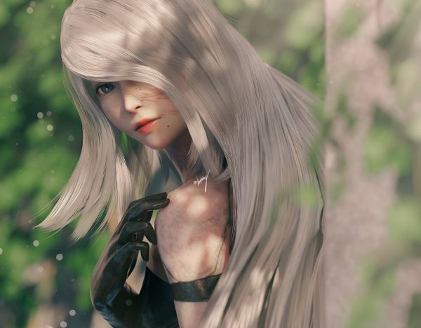 artwork,digital art,Nier Automata,A2 Nier Automata,signature