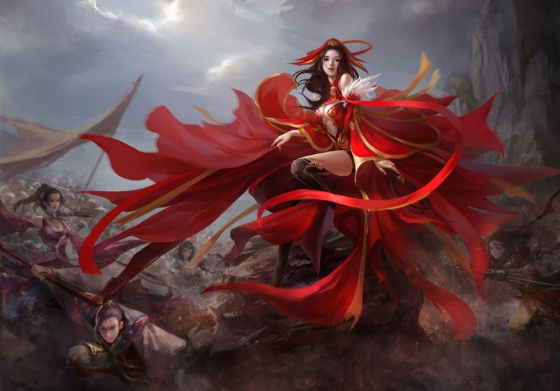 malování, fantasy umění, anime, Červené, umělecká díla, drak malování, fantasy umění, anime, Červené, umělecká díla, drak
