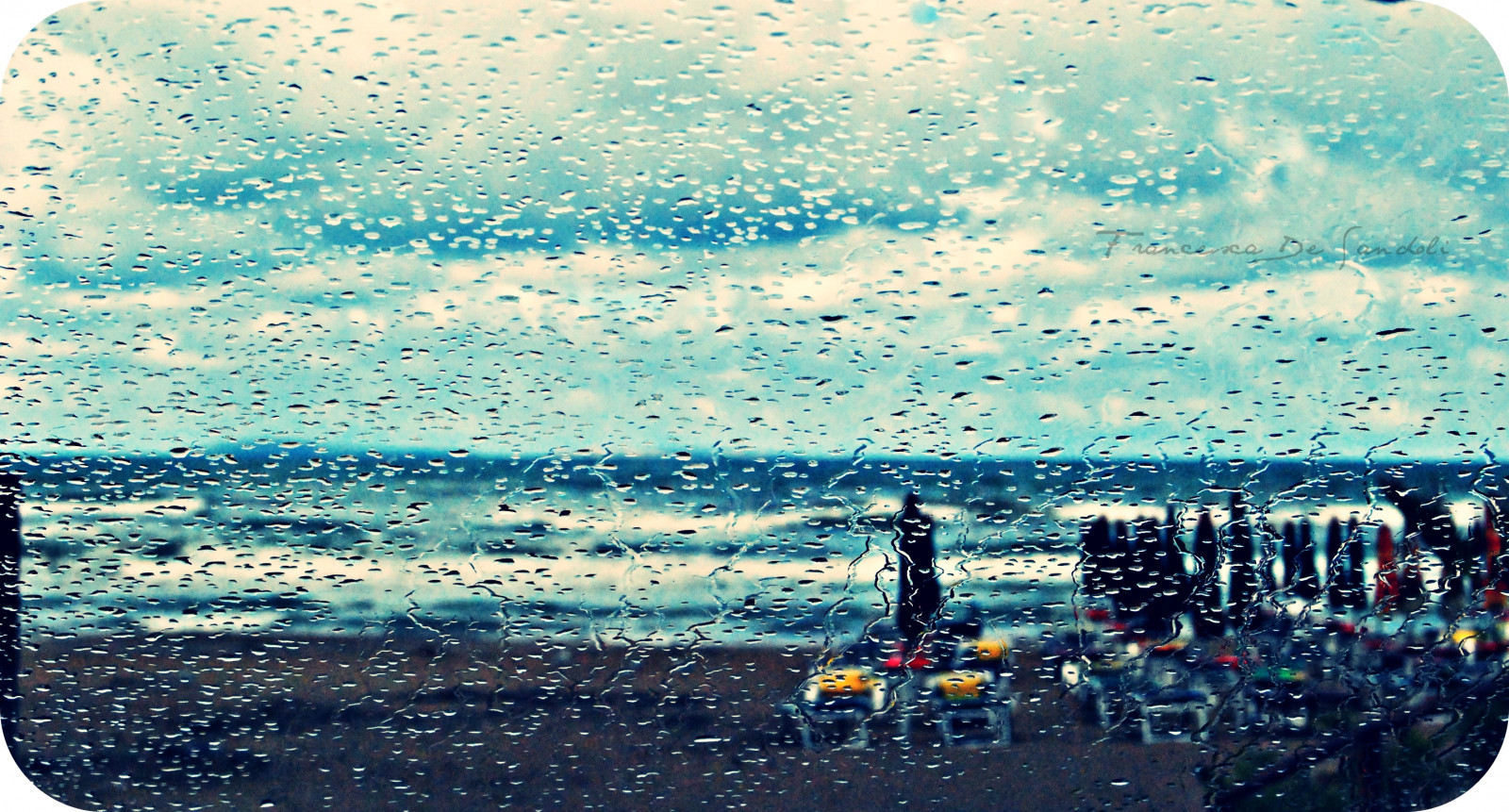 Wallpaper illustration, sea, rain, umbrella, skyline, summer, estate