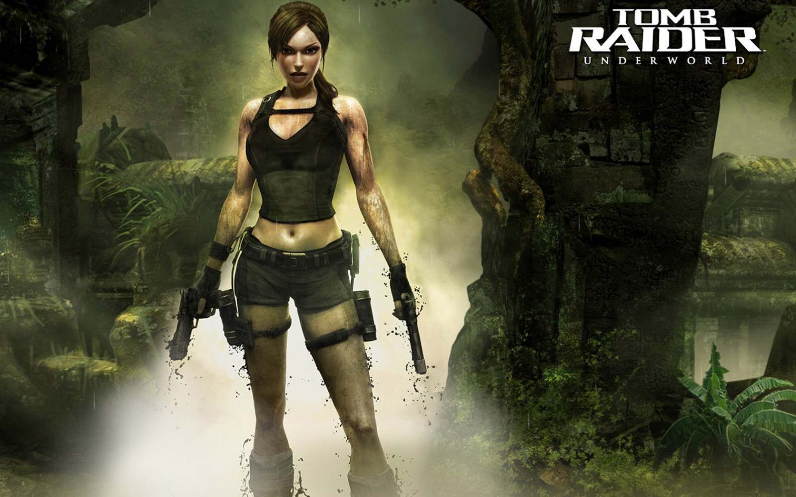 Koncepce umění, džungle, Lara Croft, Tomb Raider, mytologie, Tomb Raider Underworld, Snímek obrazovky