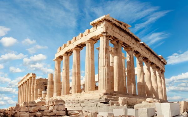 Greece,ruins,clouds,ancient,sky,stones