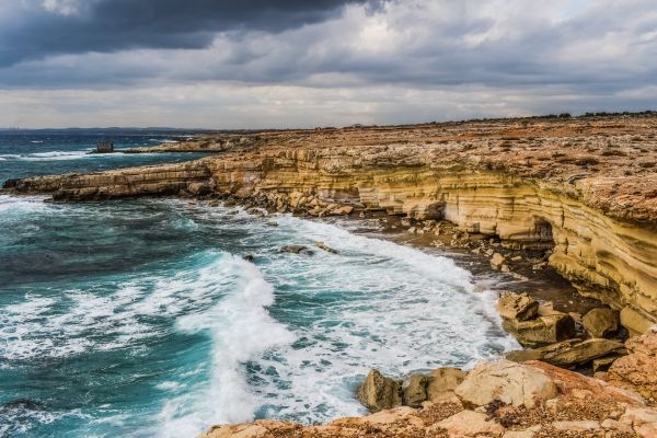 cliff,Cyprus,coast,waves