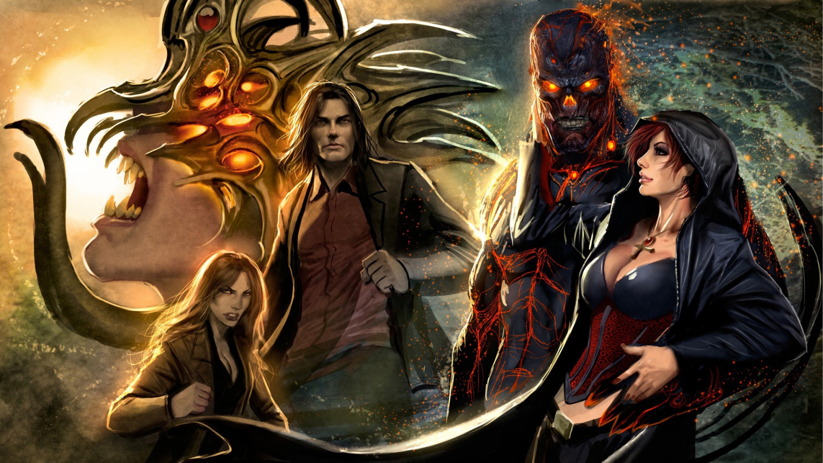 Fantasy kunst, store bryster, halskæde, dæmon, tegneserier, mytologi, Artefakter, mørket, KUNST, skærmbillede, tegneserie, fiktion