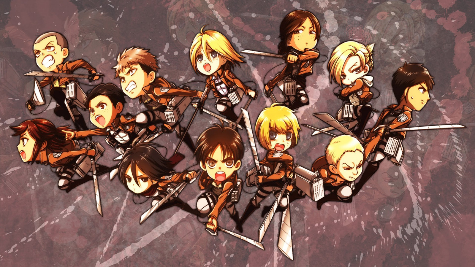 อะนิเมะ, Shingeki no Kyojin, Eren Jeager, Mikasa Ackerman, เครื่อง, ยุคกลาง, Armin Arlert, Renz Christa, เลวีแอคเคอร์แมน, เสื้อ Sasha, Annie Leonhart, Ymir, ภาพหน้าจอ
