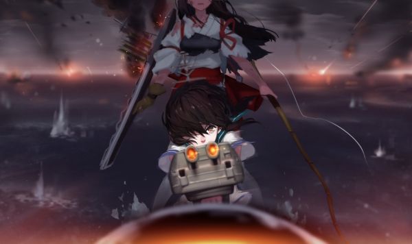 anime, Kantai Collection, Fubuki KanColle, screenshot, Akagi, mecha