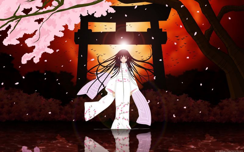 2560x1600 px, anime, anime girls, cherry blossom, Enma Ai, kimono 2560x1600 px, anime, anime girls, cherry blossom, Enma Ai, kimono