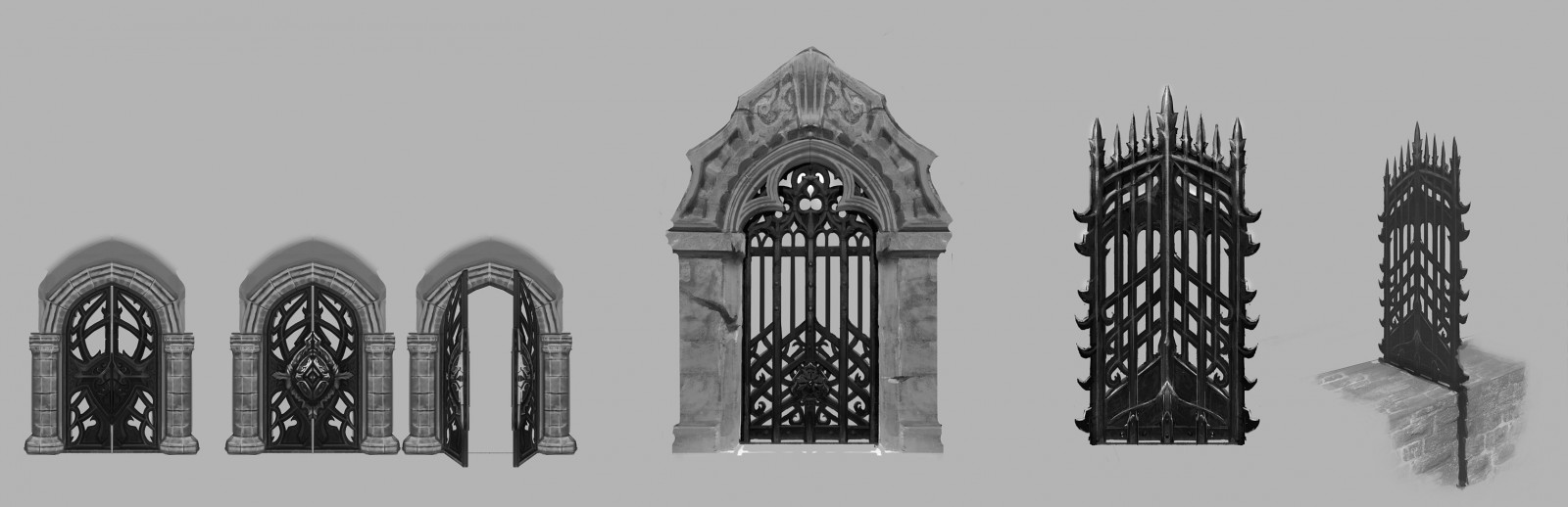 výkres, videohry, černobílý, symetrie, Koncepce umění, sochařství, sloupec, Castlevania Lords of Shadow, gotická architektura, železo, skica, Černý a bílý, monochromatické fotografování