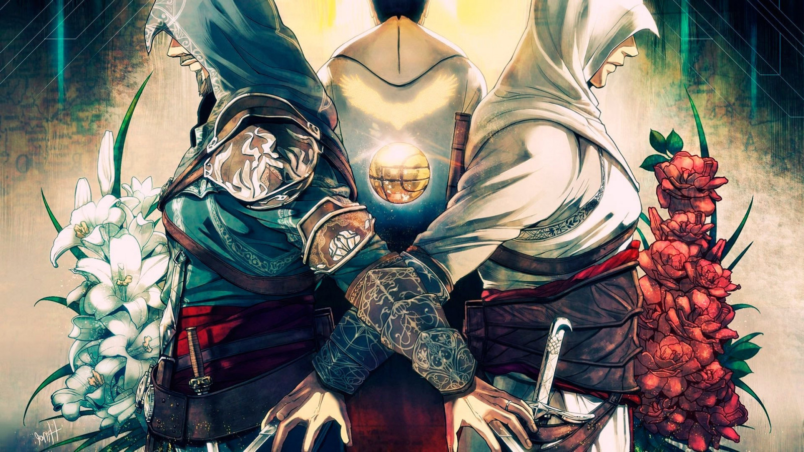 1920x1080 px, Ahad, altair, งานศิลปะ, นักสังหาร, auditore, ลัทธิ, ดา, ezio, Firenze, ดอกไม้, เกม, อิบัน, LA, วิดีโอ