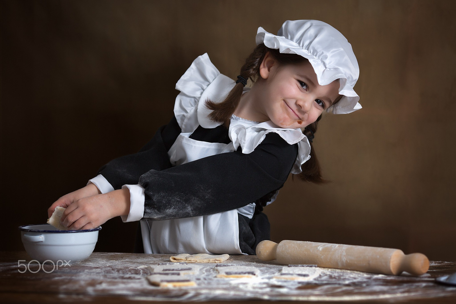 děti, sedící, kuchař, Osoba, oblečení, dítě, žena, dáma, kostým, lidských pozice, profese, batole