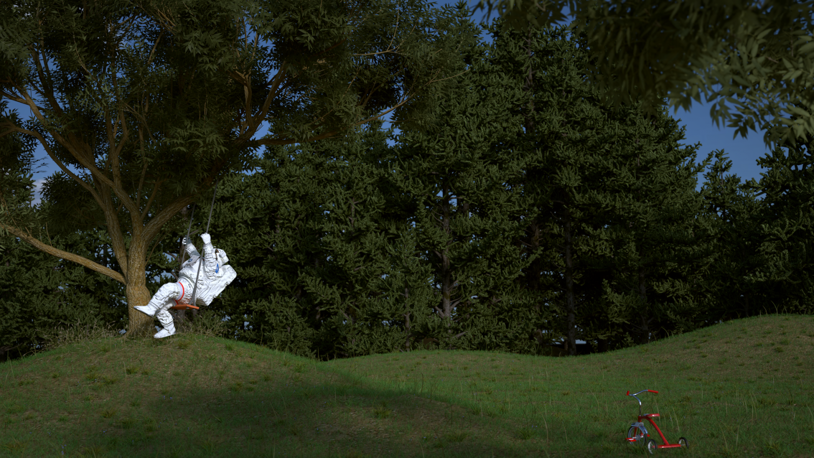 les, Příroda, 3D, tráva, zelená, astronaut, divočina, džungle, Mixér, Terén, strom, list, květ, rostlina, Snímek obrazovky, zálesí, místo výskytu, přírodní prostředí, dřevina, ekosystém