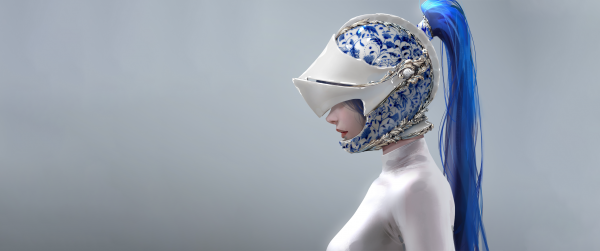 digital art,artwork,Nixeu,blue hair,profile,women