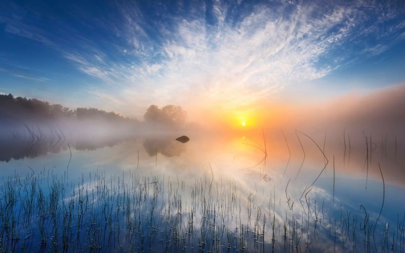 sunlight, landscape, sunset, lake, water, white sunlight, landscape, sunset, lake, water, white