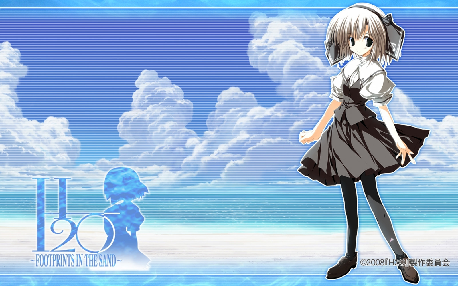 Wallpaper illustration, anime, cartoon, H2O Footprints in the Sand, girl, pose, blond