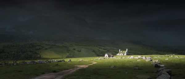 artwork,digital art,nature,house,landscape