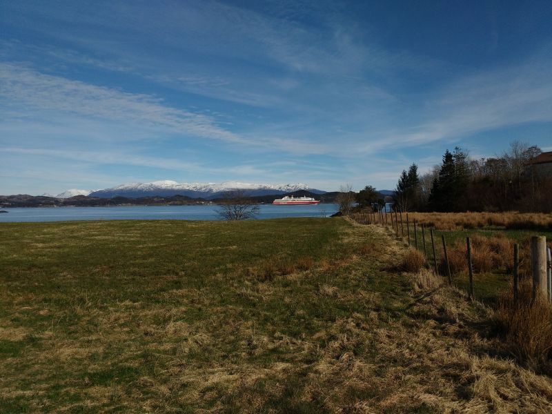 landscape, mountains, sea, bay, forest, ship landscape, mountains, sea, bay, forest, ship