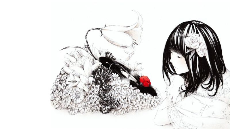 1920x1080 px,เครื่องอัดเสียง,สีดำและสีแดง,ดอกไม้