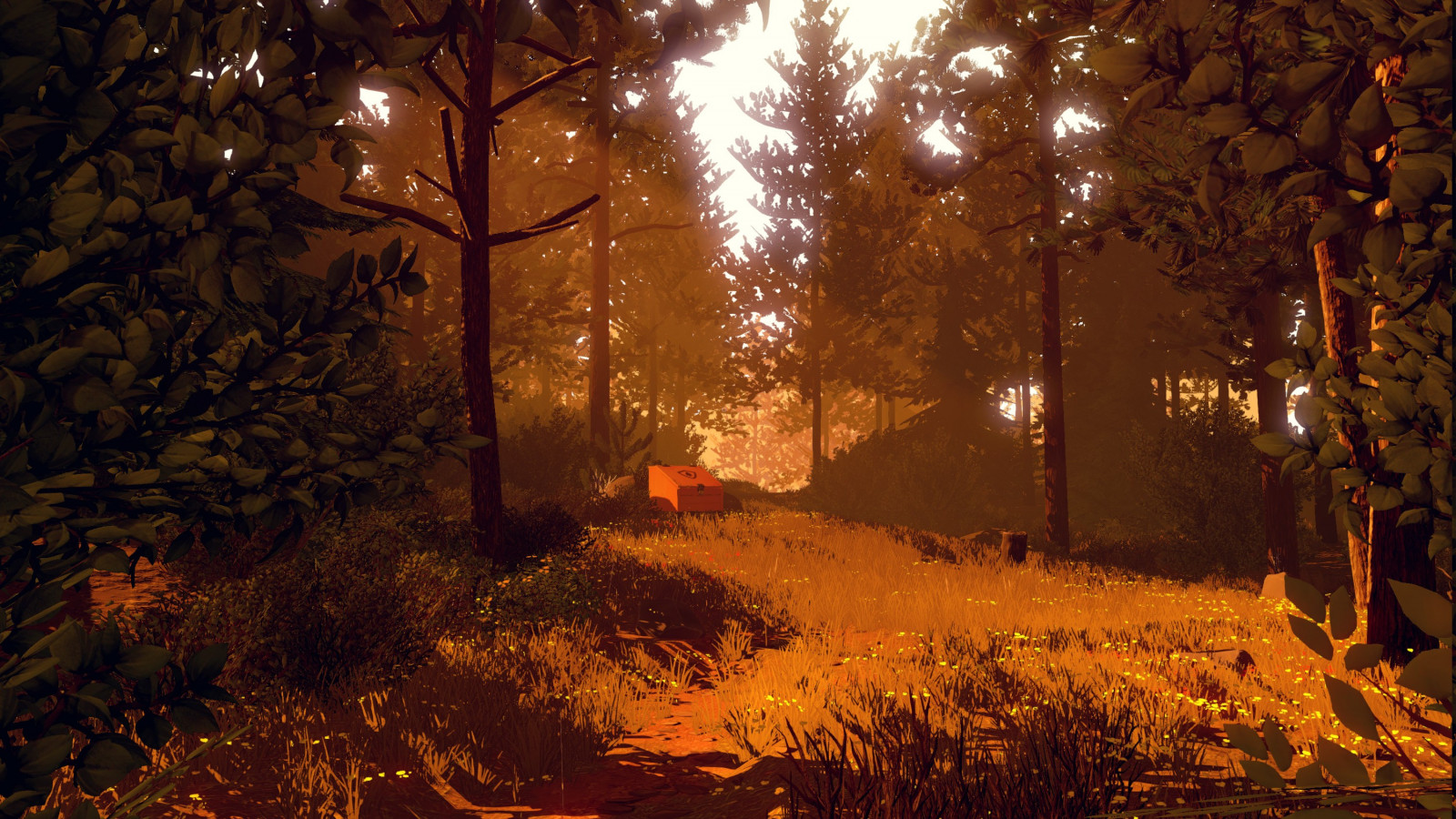 slunečnímu záření, les, videohry, noc, zima, umělecká díla, větev, večer, ráno, Firewatch, strom, podzim, list, sezóna, tma, Snímek obrazovky, zálesí, 3000x1688 px, místo výskytu, přírodní prostředí, atmosférický jev, dřevina, Campo Santo