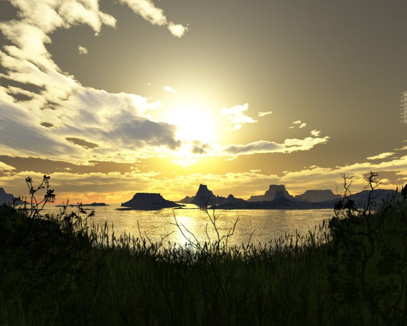 แสงแดด, พระอาทิตย์ตก, ทะเล, 3D, แสดงผล, ธรรมชาติ