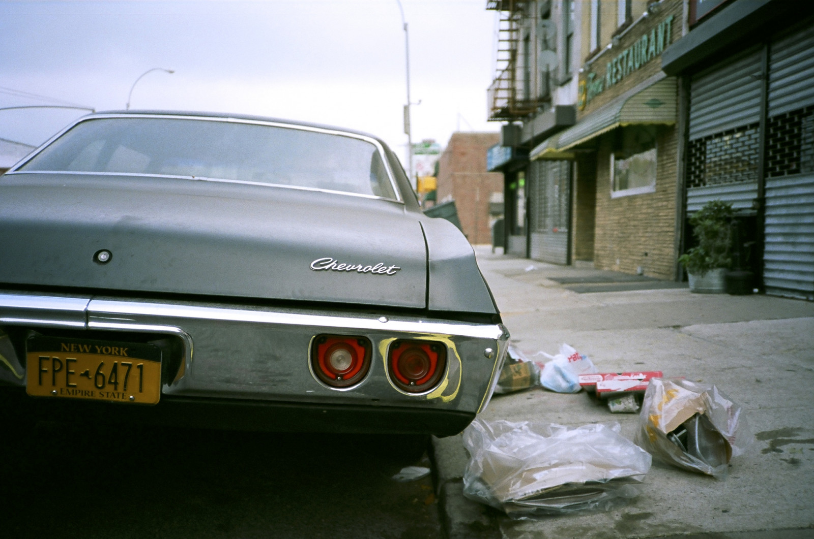 Wallpaper restaurant, Vintage car, 35MM, Chevrolet, Sedan, Brooklyn