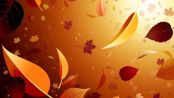illustration, digital art, minimalism, fall, leaves, red