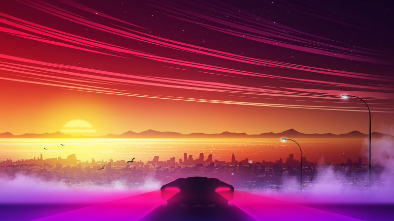 景观,sunset glow,丰富多彩,飞船