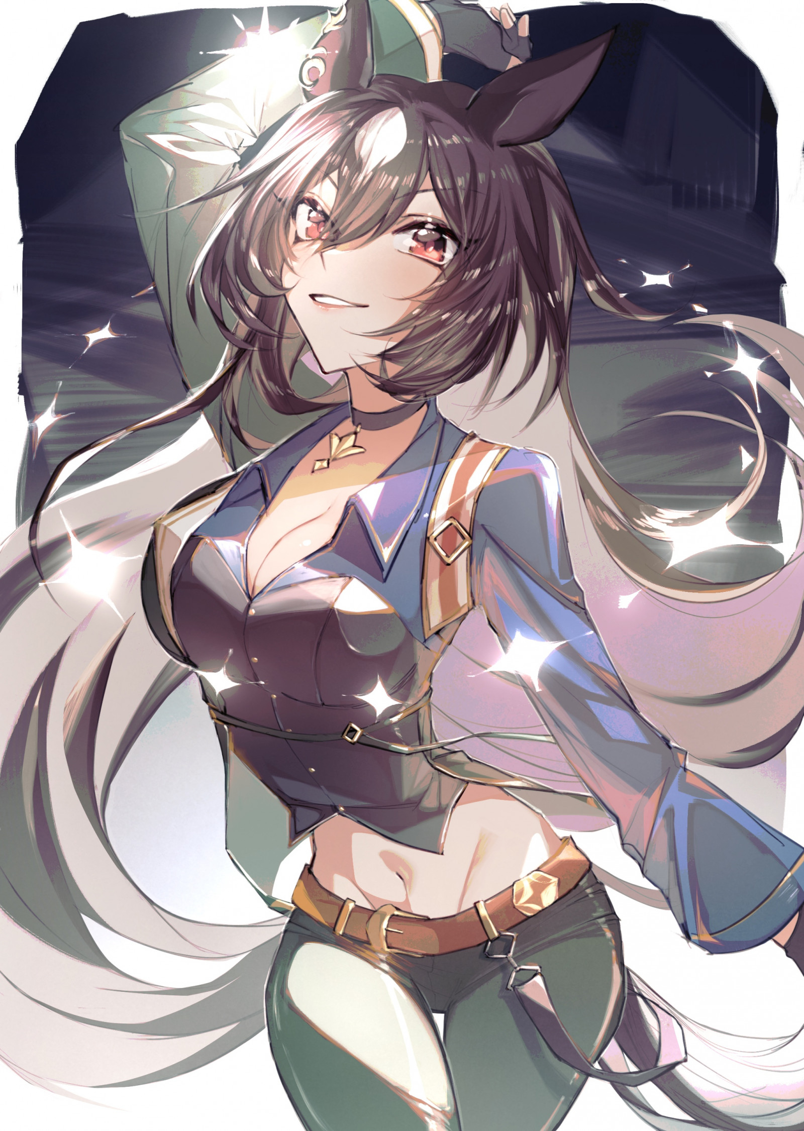 Sirius Symboli Uma Musume, anime, anime dívky, Uma Musume Pretty Derby, dlouhé vlasy, bruneta, horse girls, zvířecí uši, umělecká díla, digitální umění, fan art