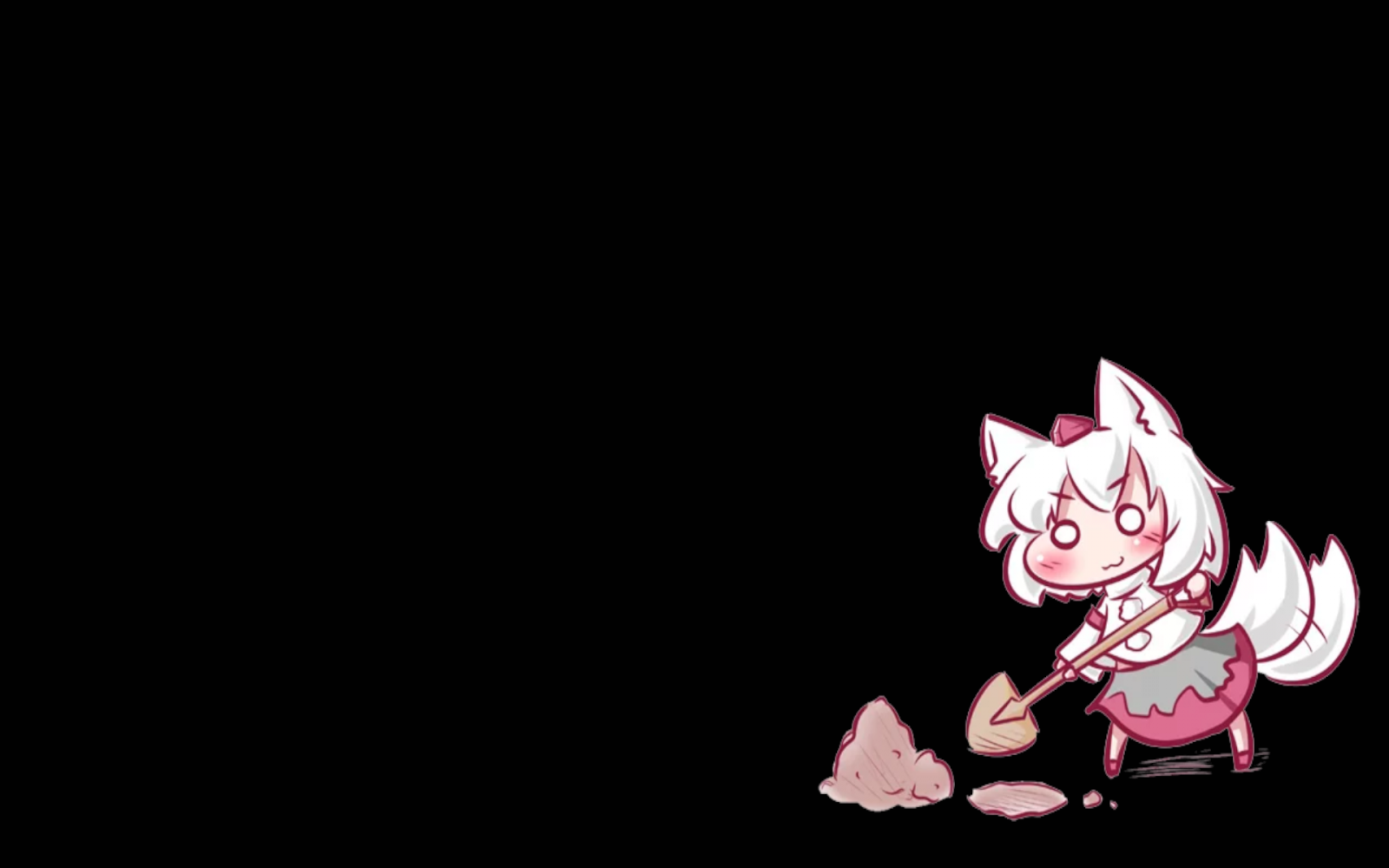 สาวอะนิเมะ, Touhou, Inubashiri Momiji, momiji, chibi, ความสุข, มีความสุข, การขุด, พลั่ว, โลก, พื้นหลังสีดำ, ดำ, หูสัตว์, อะนิเมะ, มังงะ, มนุษย์หมาป่า, พื้นหลังสีเข้ม, แก้ไข, หมาป่าหญิง, ความเรียบง่าย, ผมขาว, Tokin Hat, กระโปรง, หาง, หลุม, white eyes