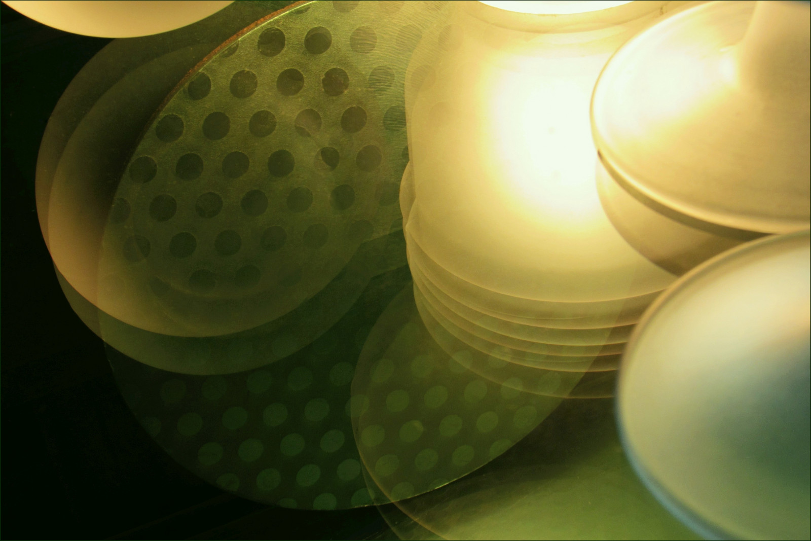 abstraktní, koule, puntíky, zelená, křivky, záře, STG, odrazy