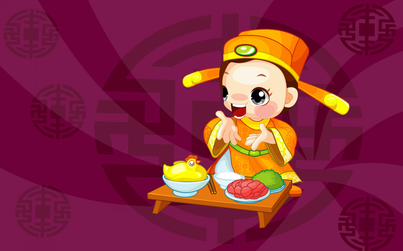 laver mad, tegning, Kina, køkken, mad