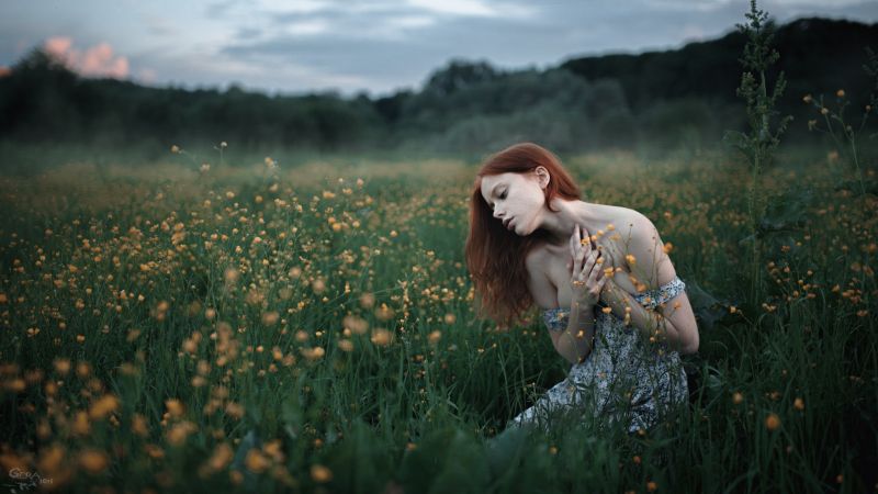 Sonnenlicht,Wald,Frauen im Freien,Frau,Rothaarige,Modell-