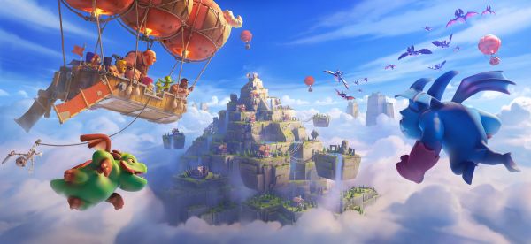 clouds,dragon,Clash of Clans,Loading screen,Video Game Art