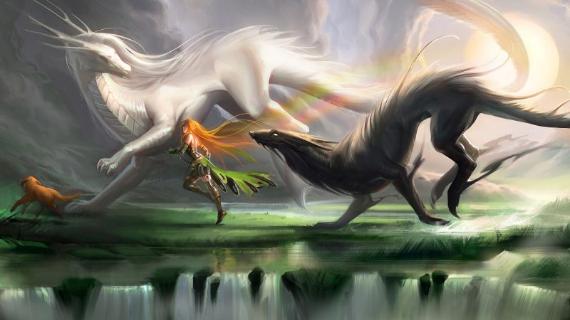 fantasy umění, stvoření, milovat, drak, mytologie, Snímek obrazovky fantasy umění, stvoření, milovat, drak, mytologie, Snímek obrazovky