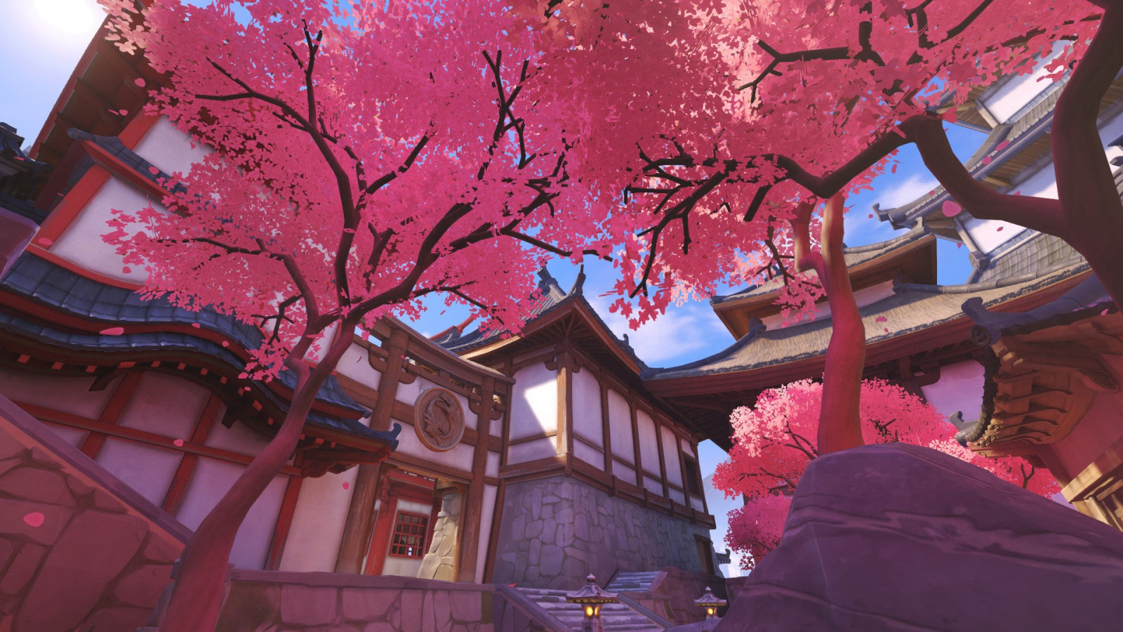 Wallpaper : red, winter, purple, branch, house, cherry blossom, world ...