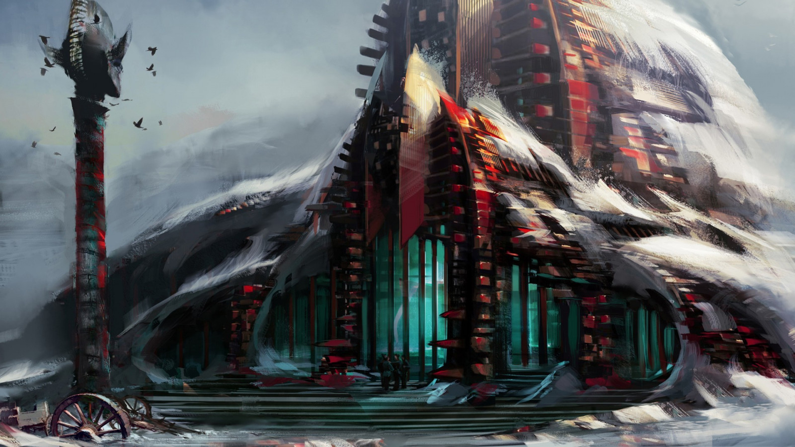 videohry, sníh, vozidlo, umělecká díla, doprava, Guild Wars 2, Snímek obrazovky, 1920x1080 px, geologický fenomén