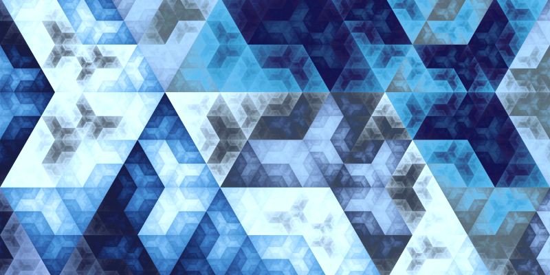 digitale kunst,3D,symmetrie,fractal,zeshoek,blauw