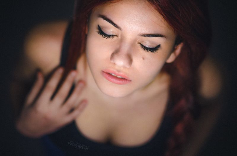 tvář, ženy, model, portrét, ryšavý, zavřenýma očima tvář, ženy, model, portrét, ryšavý, zavřenýma očima