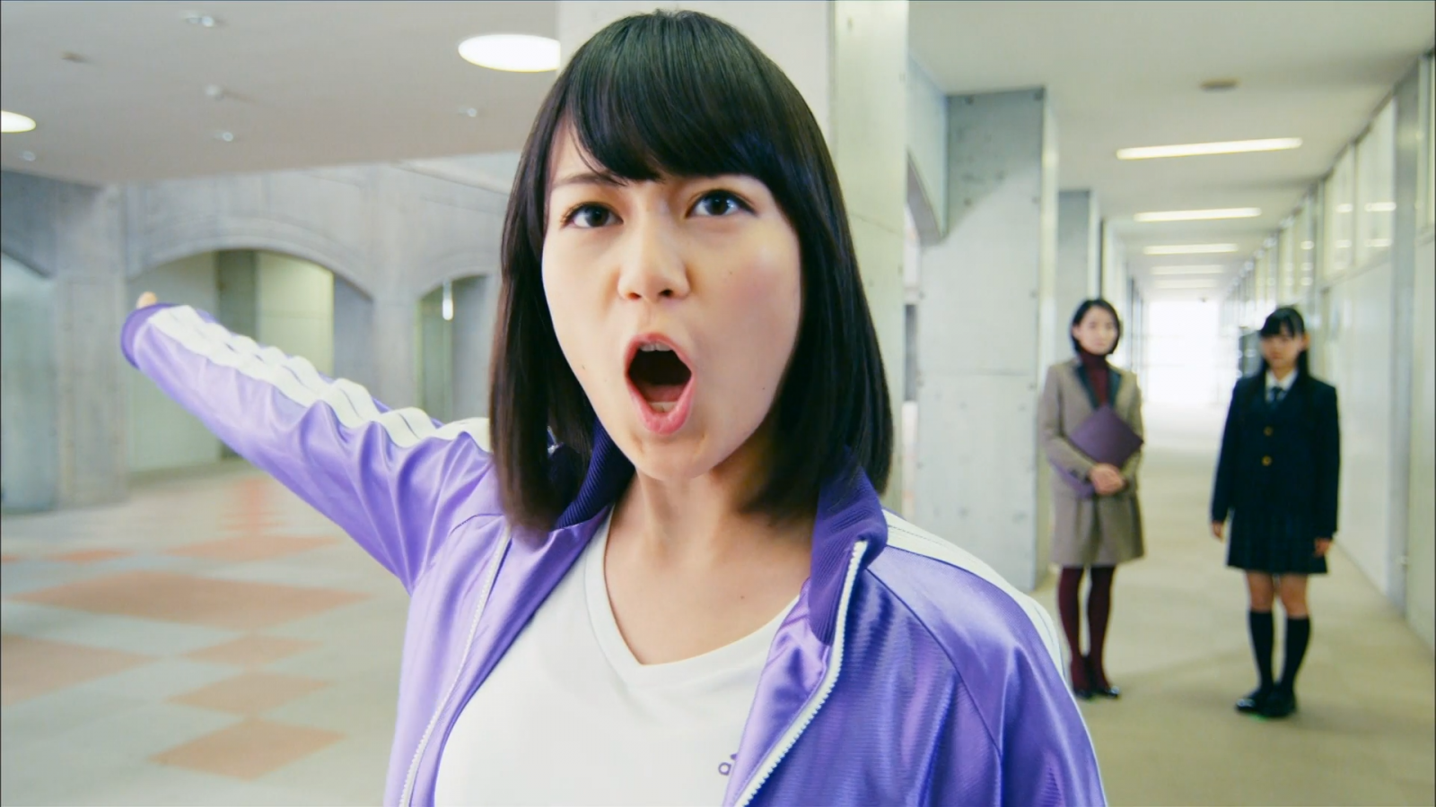 donne, guardare lontano, anime, capelli corti, brunetta, bocca aperta, asiatico, blu, capelli neri, occhi marroni, Persona, Nogizaka46, ragazza, costume