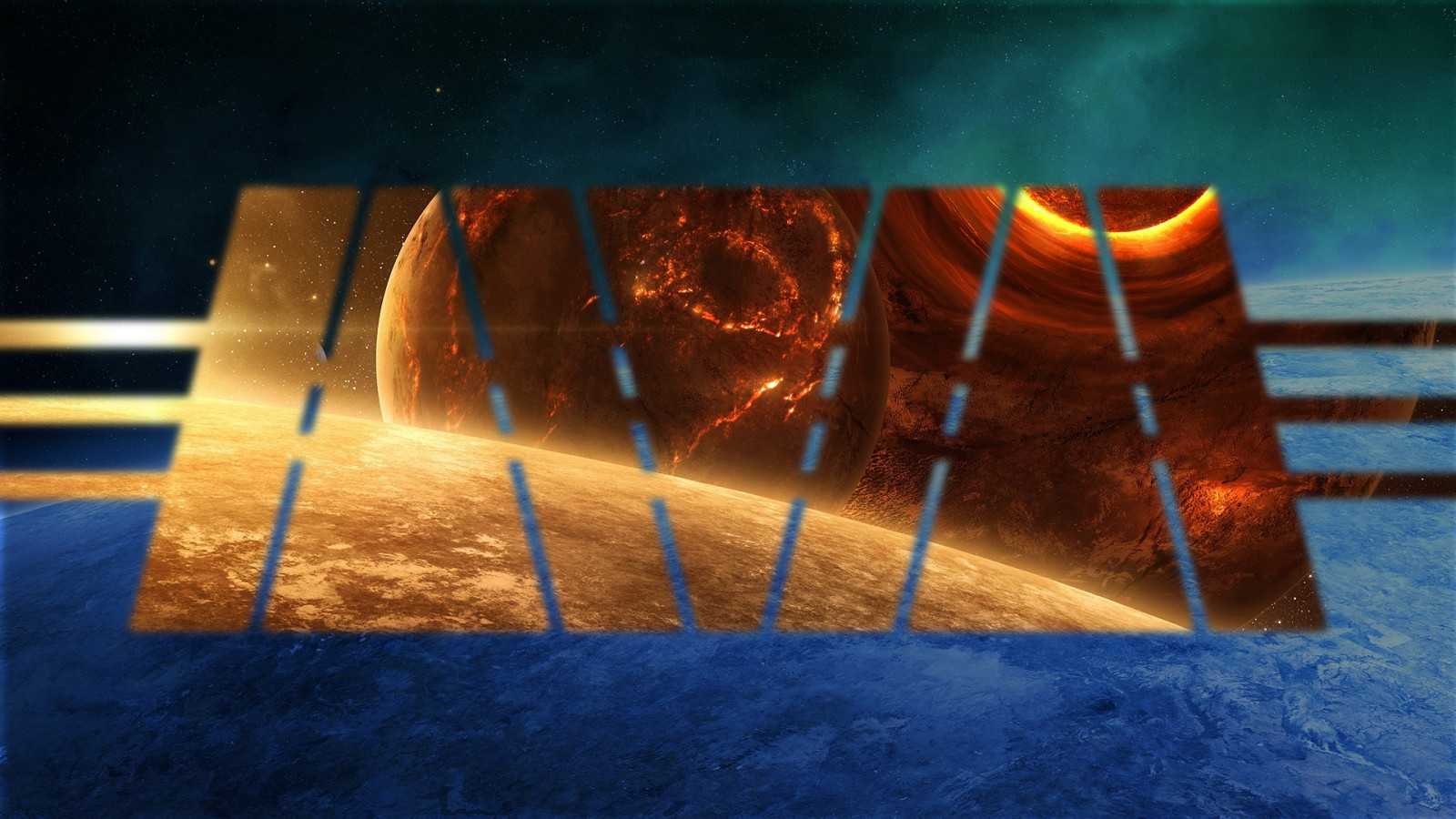 noc, planeta, prostor, Červené, odraz, modrý, polyscape, UMĚNÍ, světlo, barva, tvar, Snímek obrazovky, moderní umění