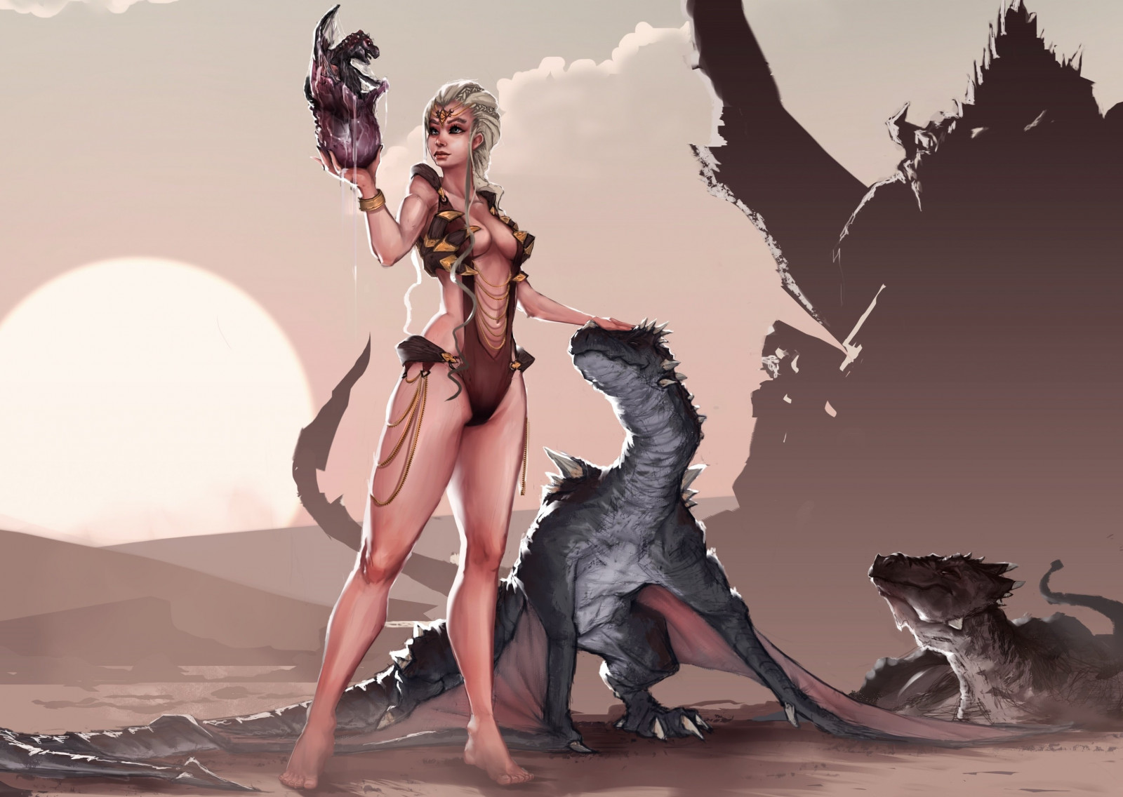 Wallpaper 3141x2232 Px Dan SENI Kelahiran Tubuh Daenerys Gurun 