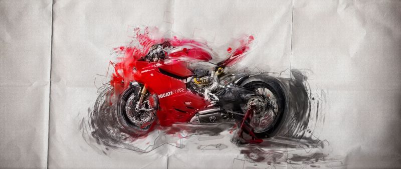 Zeichnung,Malerei,Weiß,schwarz,rot,Motorrad