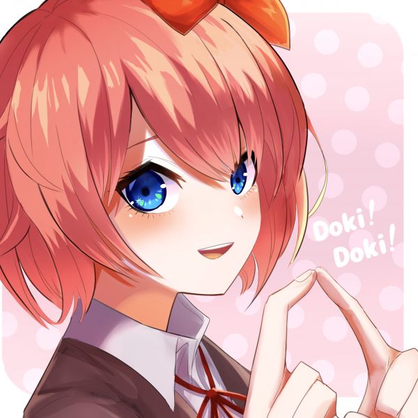 anime,anime girls,Doki Doki Literature Club,Sayori Doki Doki Literature Club,short hair,brunette