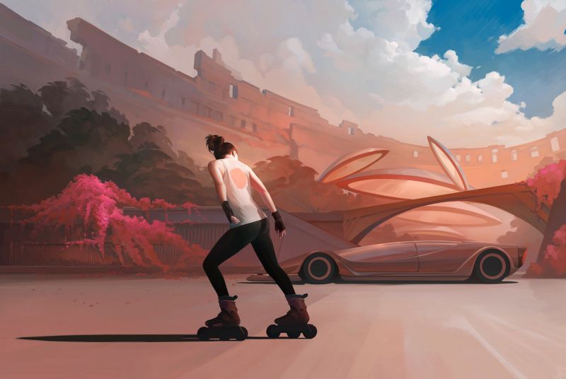 opera d'arte, ArtStation, auto, futuristico, donne