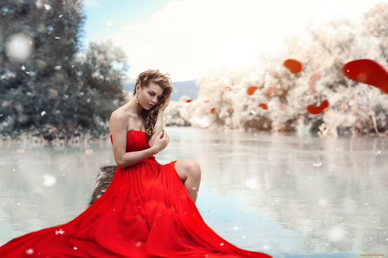 femei,model,roșu,rochie,arc,romantism
